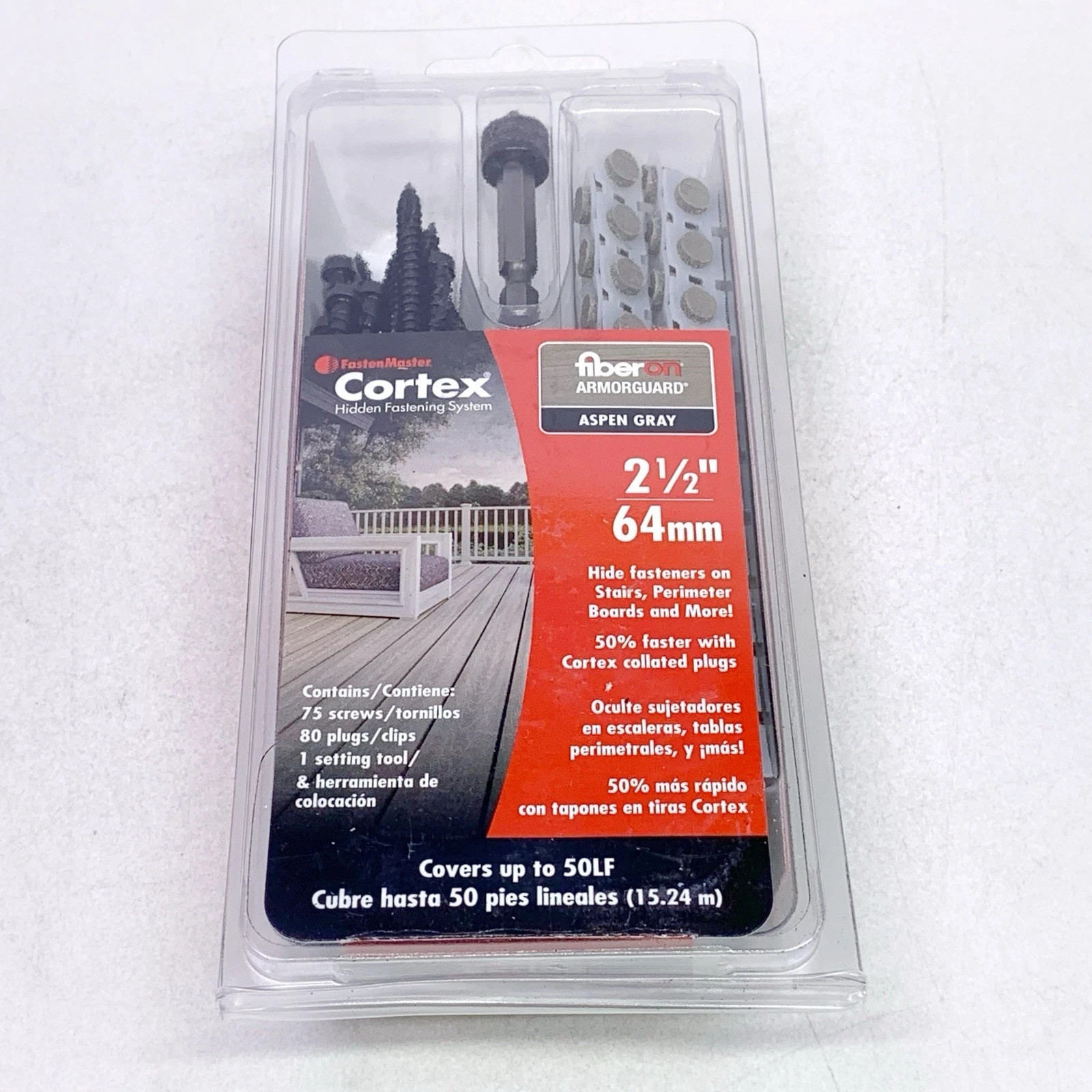FastenMaster Cortex 2-1/2" Fiberon Decking Hidden Fastening 75 Screws Gray Plugs gallery