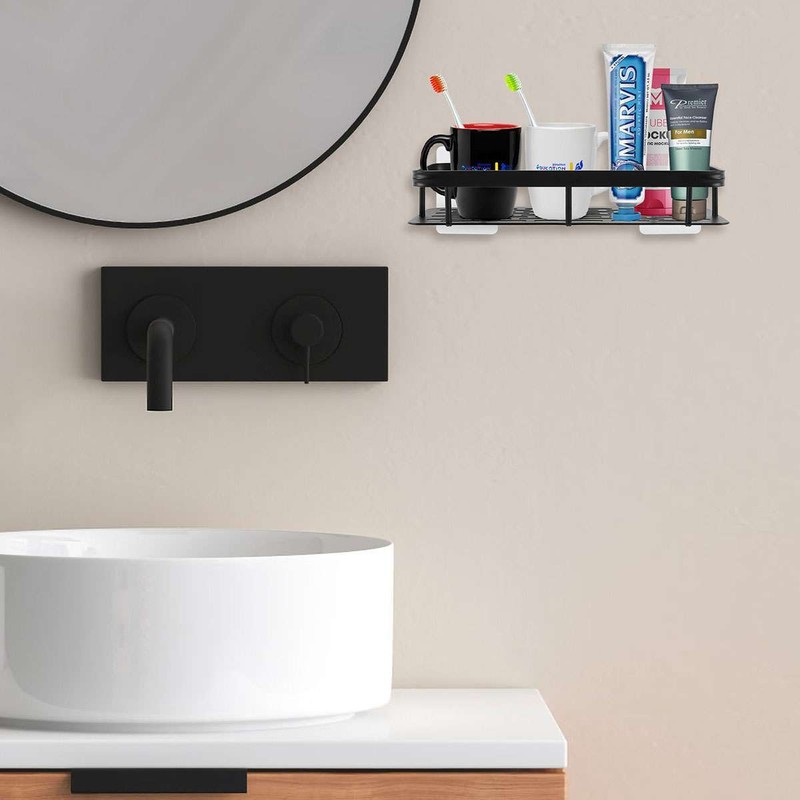 Bathroom Storage Holder Shelf Shower Organizer Rack Wall Mounted Black/Silver gallery