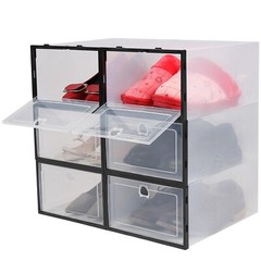 6Pcs Plastic Shoe Box Storage Stackable Clear Organizer Holder Front Opening