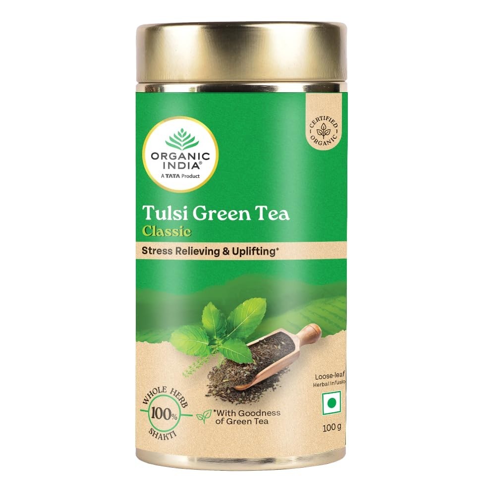 Organic India Tulsi Green Tea Classic Loose Leaves - 100gm gallery
