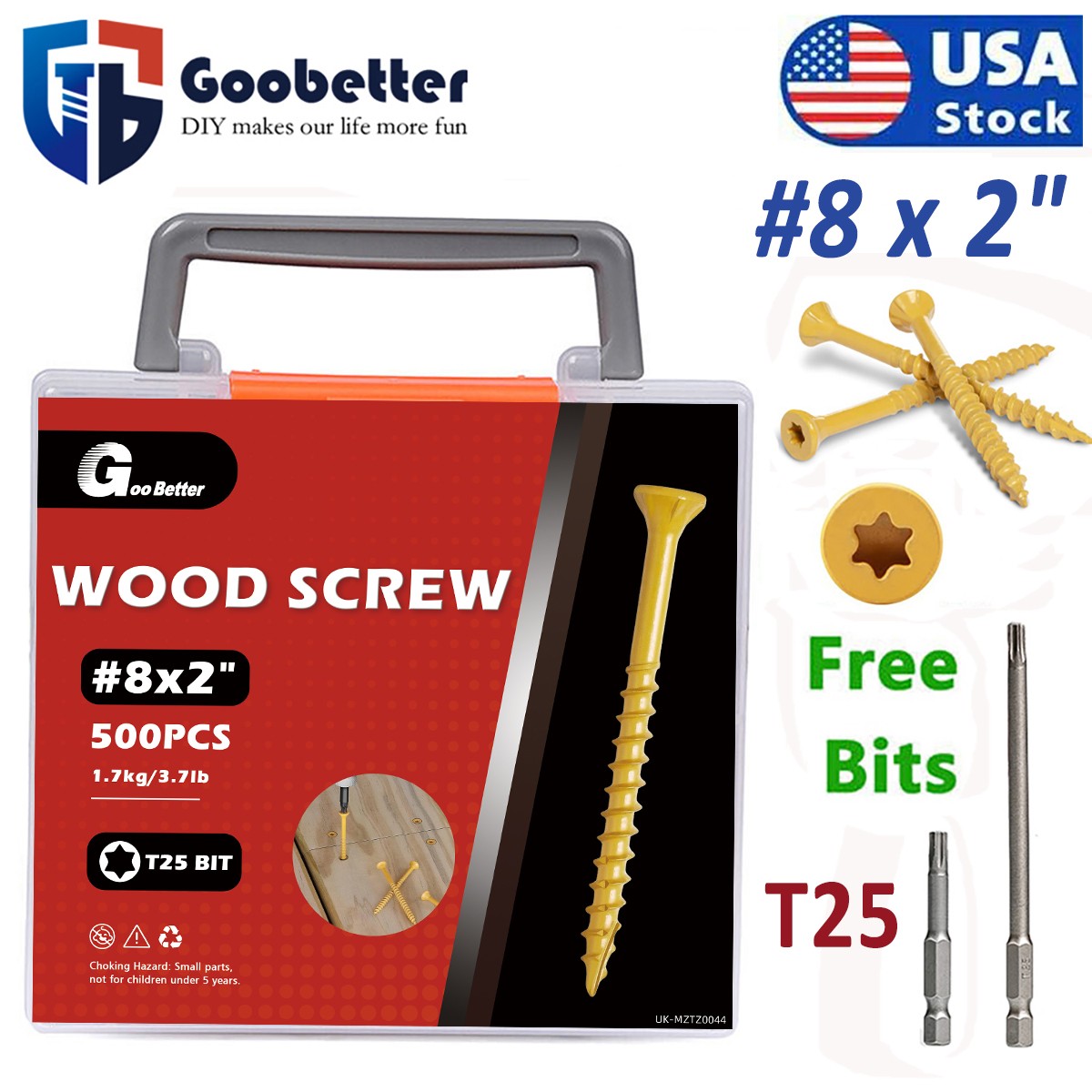 500PCS #8x2" Deck Screws T25 Torx Drive Self Tapping Wood Decking Fence Screws gallery