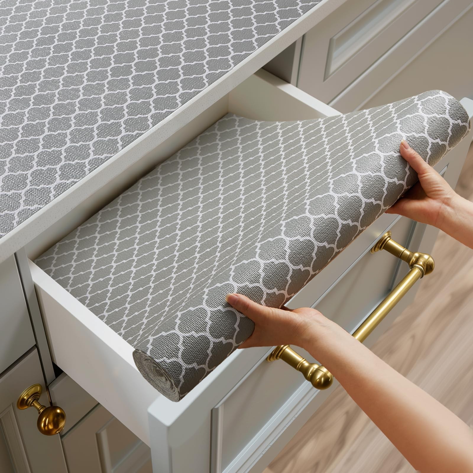 Shinlendid Shelf and Drawer Liner for Kitchen Cabinets 12"W x 118"L, Gray gallery