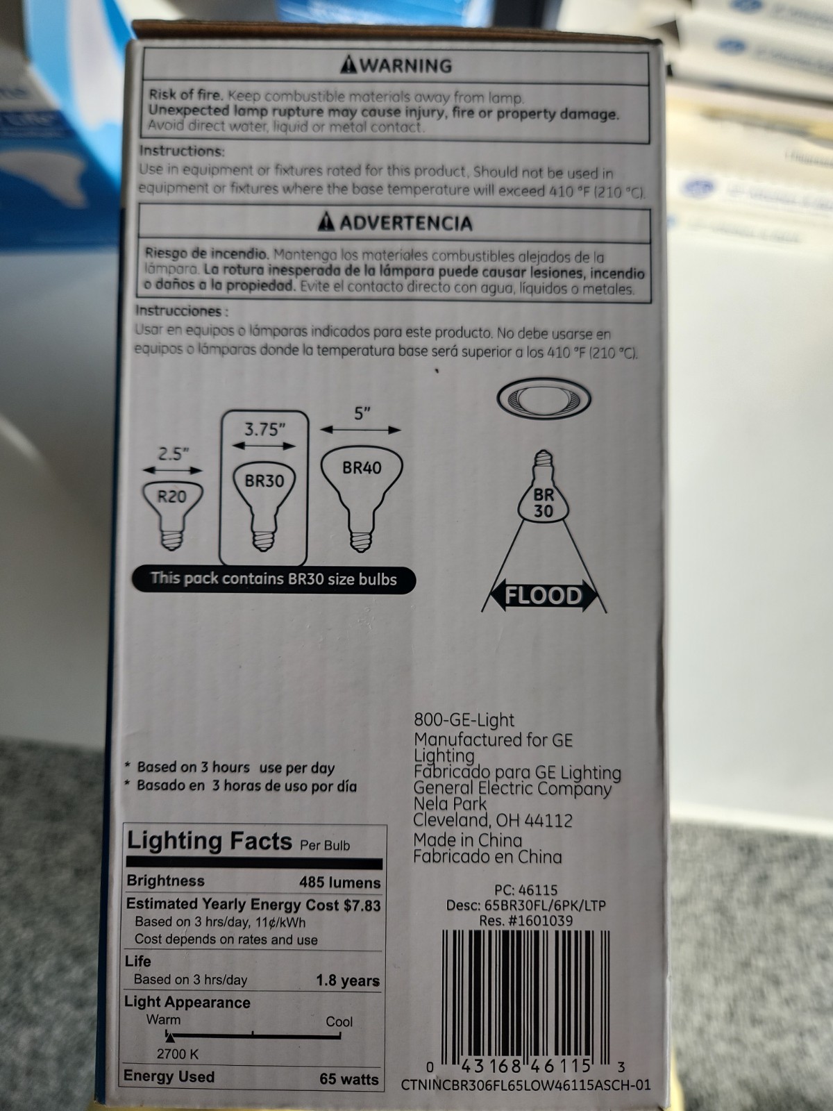 6 Pack GE Soft White Floodlight Bulb 65W- 46115 Directional BR30 ( 6 Bulbs ) gallery