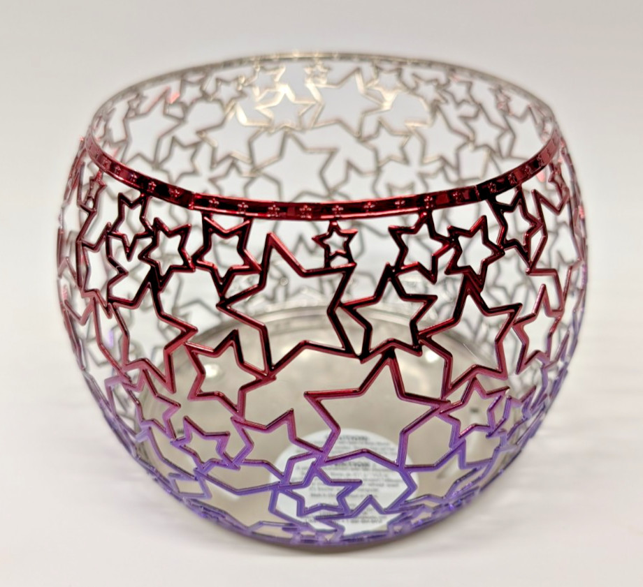 Pls Read New! Bath Body Works RED & BLUE* OMBRE STARS 3-wick Candle Holder Stand gallery