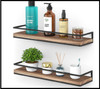 Floating Shelves Wall Mounted Set of 2, Rustic Wood Wall Storage Shelves for Bed gallery