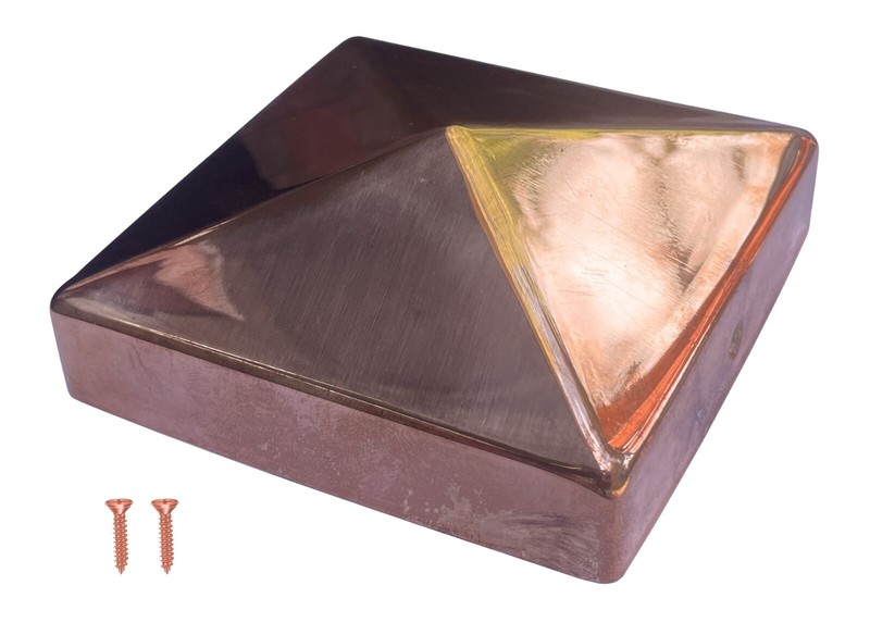 3.5x3.5 Inch Solid Copper Post Cap Fence Post Cap Pyramid Decking Caps w Screws gallery
