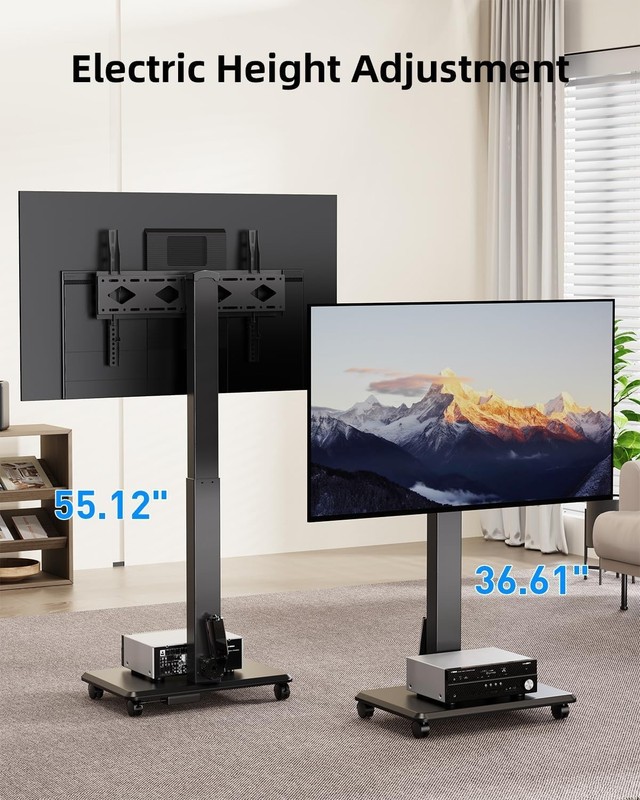 Mobile Electric Height Adjustable TV Stand for 32-75 Inch TVs, 176 lbs Capacity gallery
