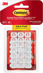 Command Decorating Clips, 40 Clips and 48 Strips, Damage-Free Hanging Light Clip