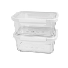 4Cup Rectangle Glass Food Storage Container with Tritan Lid. Set of 2,4 Pieces