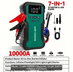 10000A 7-in-1 Multi-functional Emergency Start Power Supply with Air Pump,…