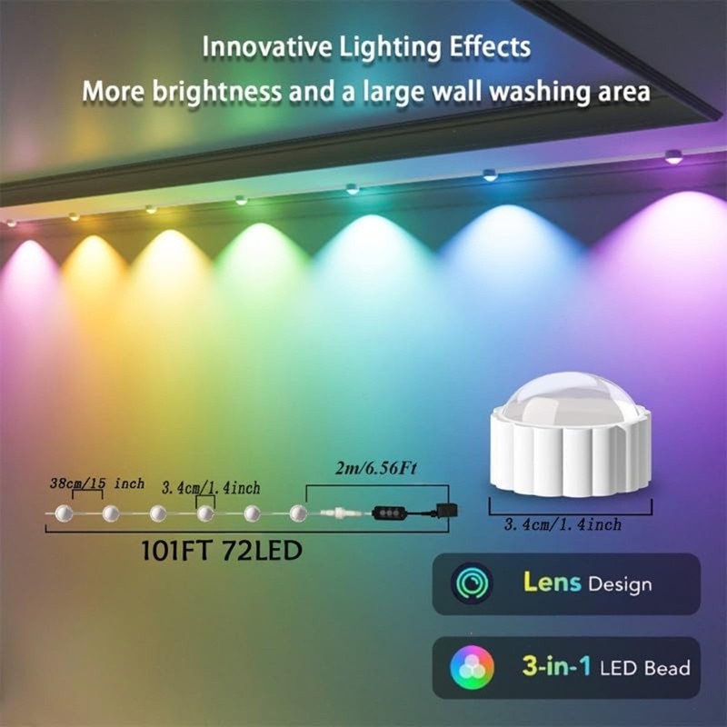 Smart Permanent Outdoor Lights 50 Ft 36 LEDs IC+RGB Eaves Lights for House Decor gallery