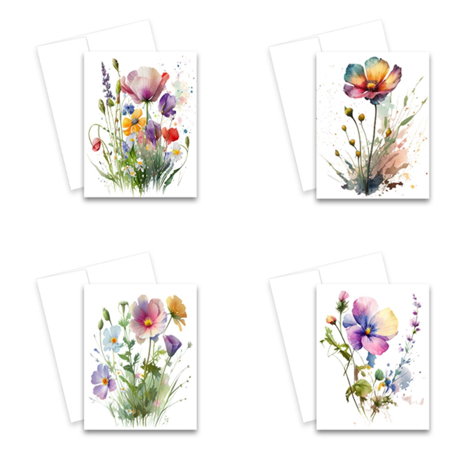 12 Assorted All Occasion Note Cards Blank with Envelopes - Wildflowers gallery