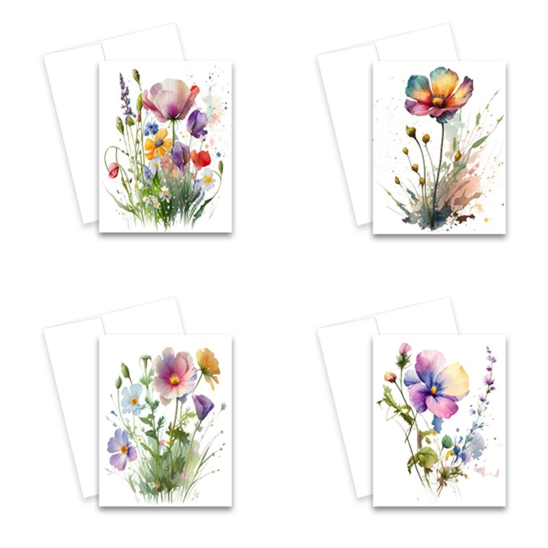12 Assorted All Occasion Note Cards Blank with Envelopes - Wildflowers gallery