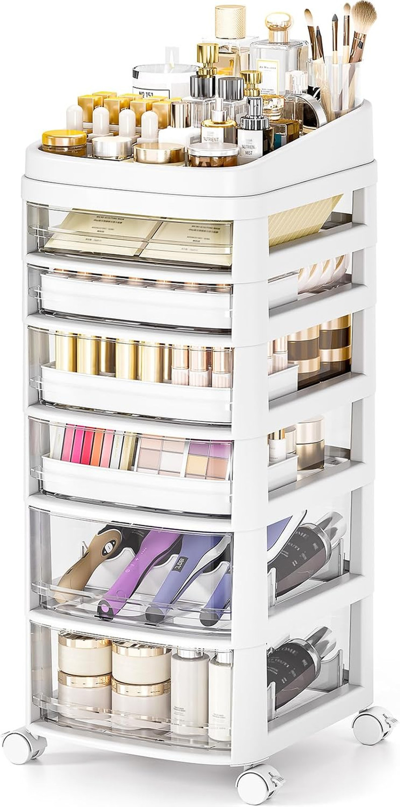 6-Drawer Rolling Cart - Clear Organizer for Makeup, Crafts & Baby Items gallery