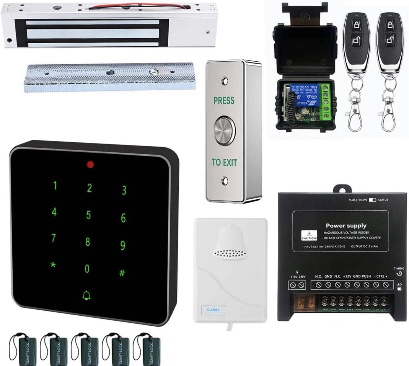 600Lb Waterproof Electromagnetic Lock Kit with RFID Keypad & Remote Control gallery