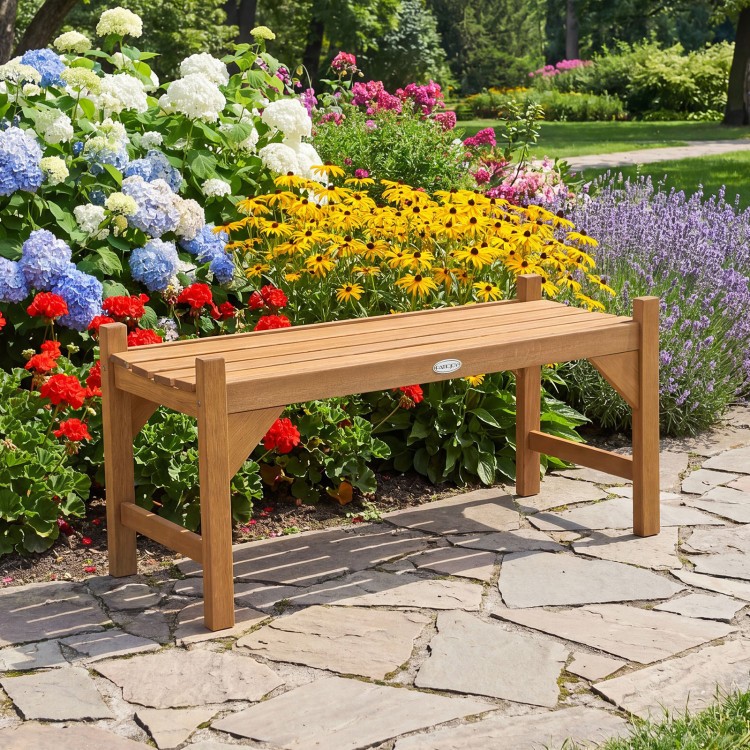 40 Inch Outdoor Bench with Slatted Contoured Seat for Deck Entryway gallery