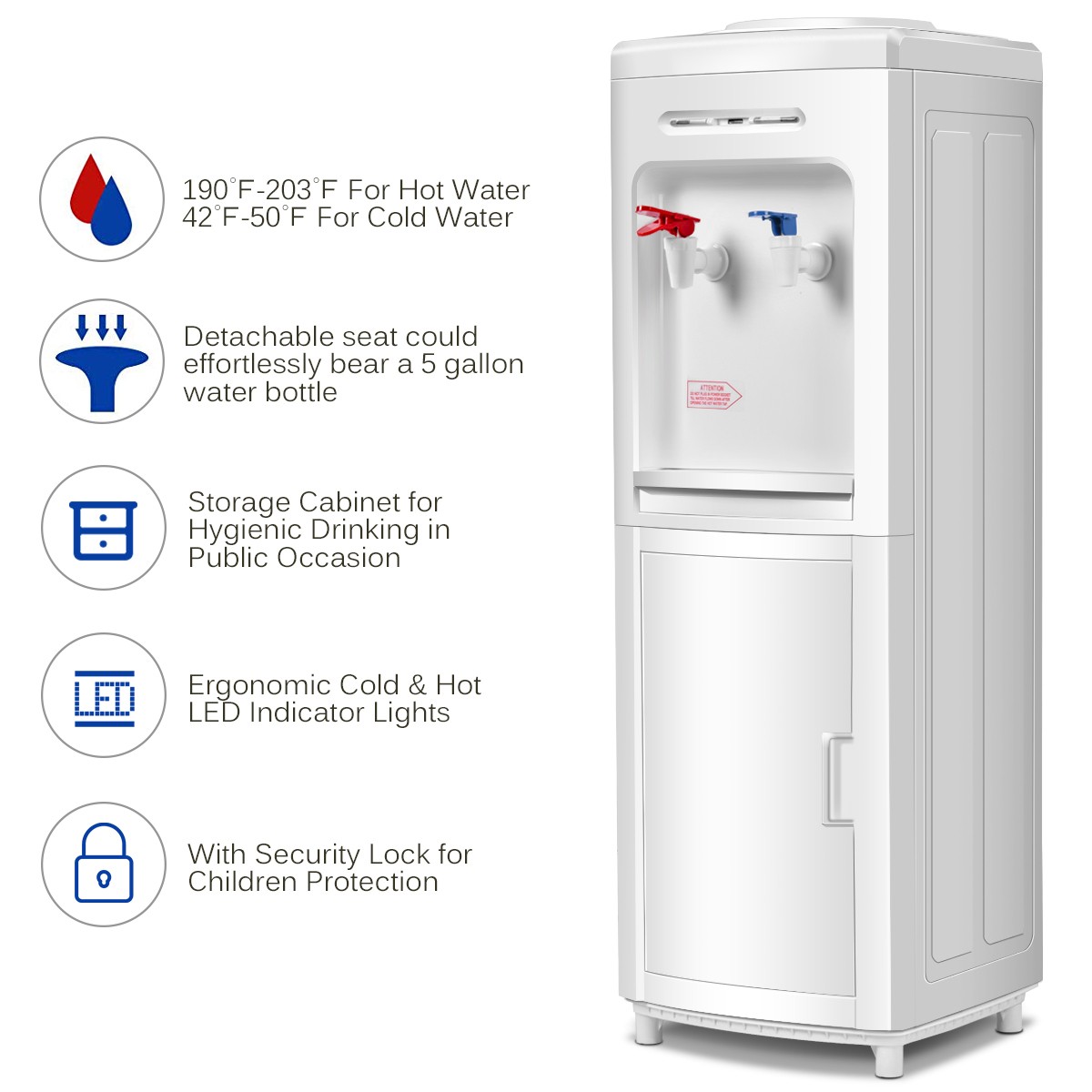 Costway Hot Cold Water Top Loading Water Cooler Dispenser for 3-5 Gallon Bottle gallery