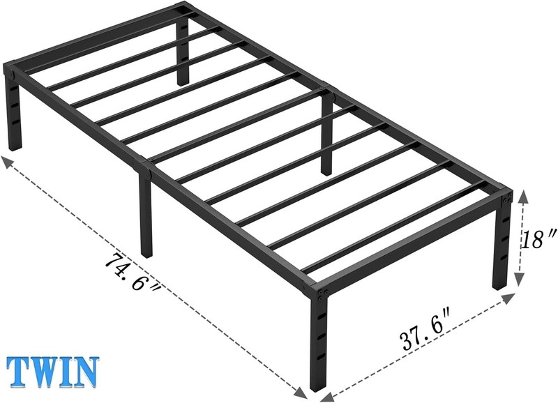Space-Saving Twin Metal Bed Frame with Easy Assembly & Under-Bed Storage - Black gallery