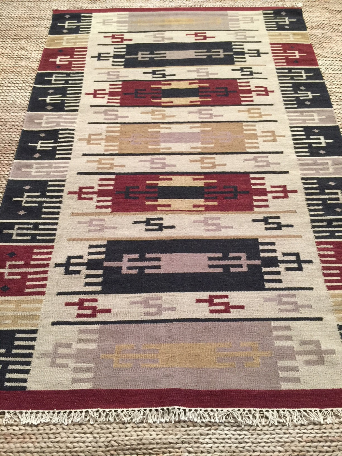 Wool Kilim Southwestern Hand woven Flat Weave Reversible rug Jijum62. *NEW* gallery