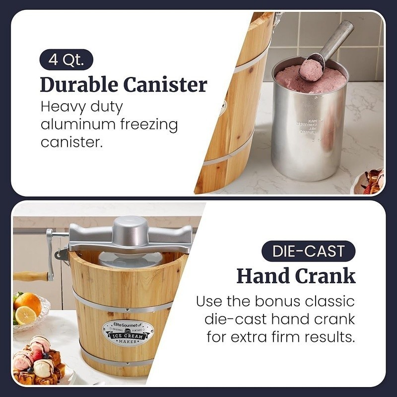 Electric Ice Cream Maker 4 Quart Quick Easy Clean Whisper Quiet Operation New gallery