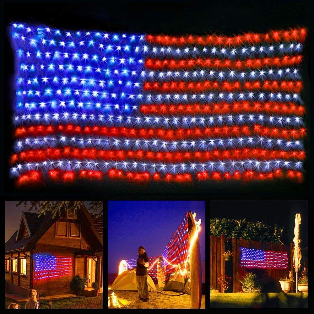 LED American Flag Lights,6.5ft*3.2ft Waterproof Led Flag Net Light Outdoor fo... gallery