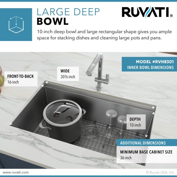 Ruvati 32-inch Workstation Undermount Single Bowl Kitchen Sink - RVH8301 gallery