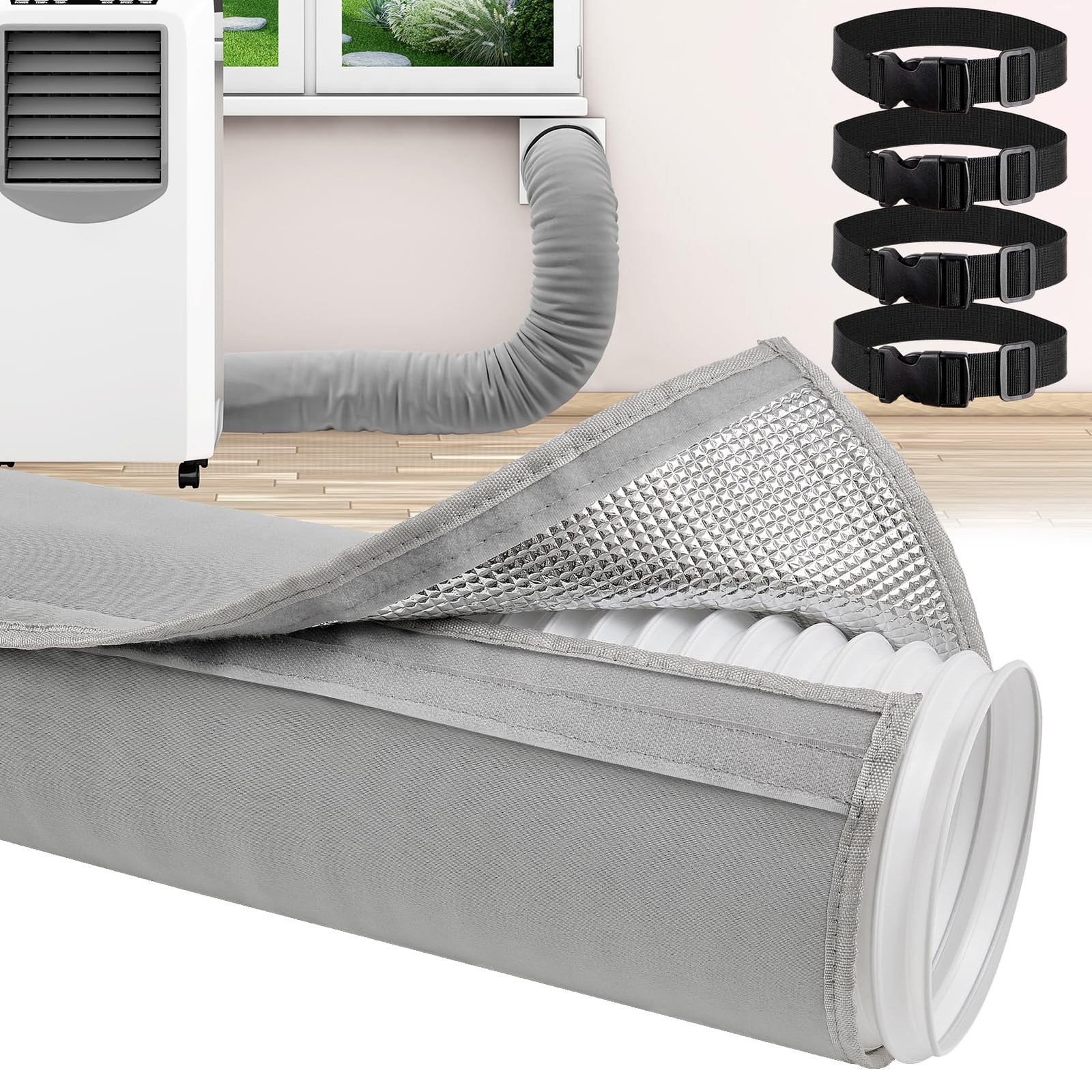 Portable Air Conditioner Hose Cover Wrap,Insulated AC Duct Vent Gray gallery