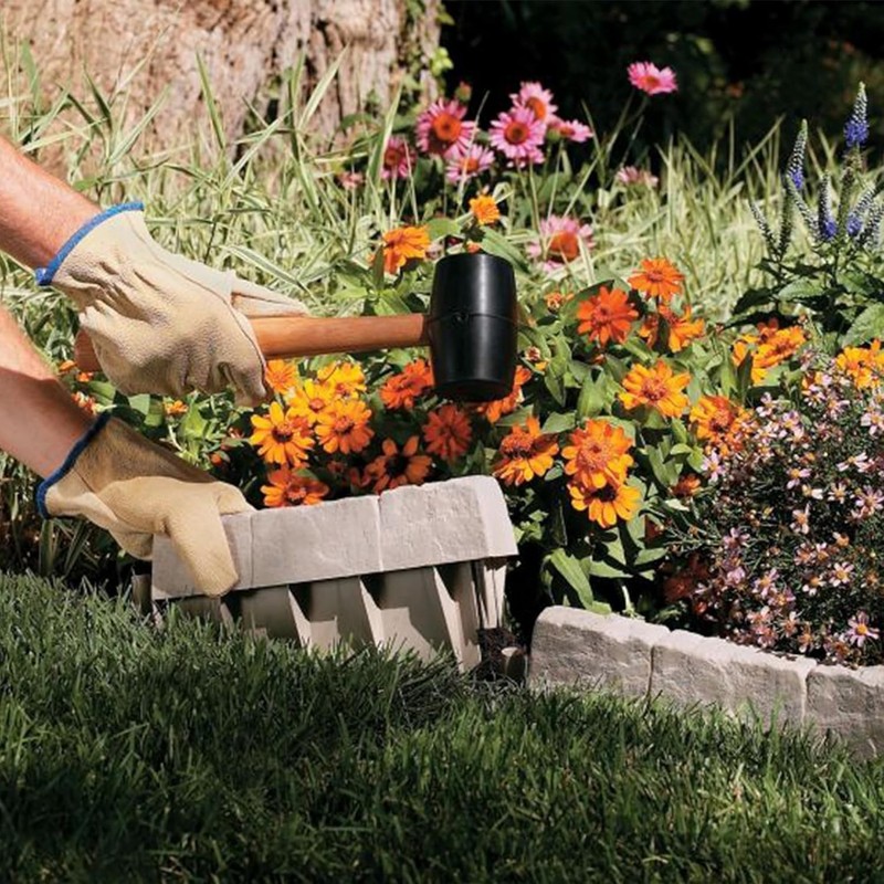 Suncast 10ft Border Stone Garden Edging – Light Gray, Interlocking Sections NEW gallery