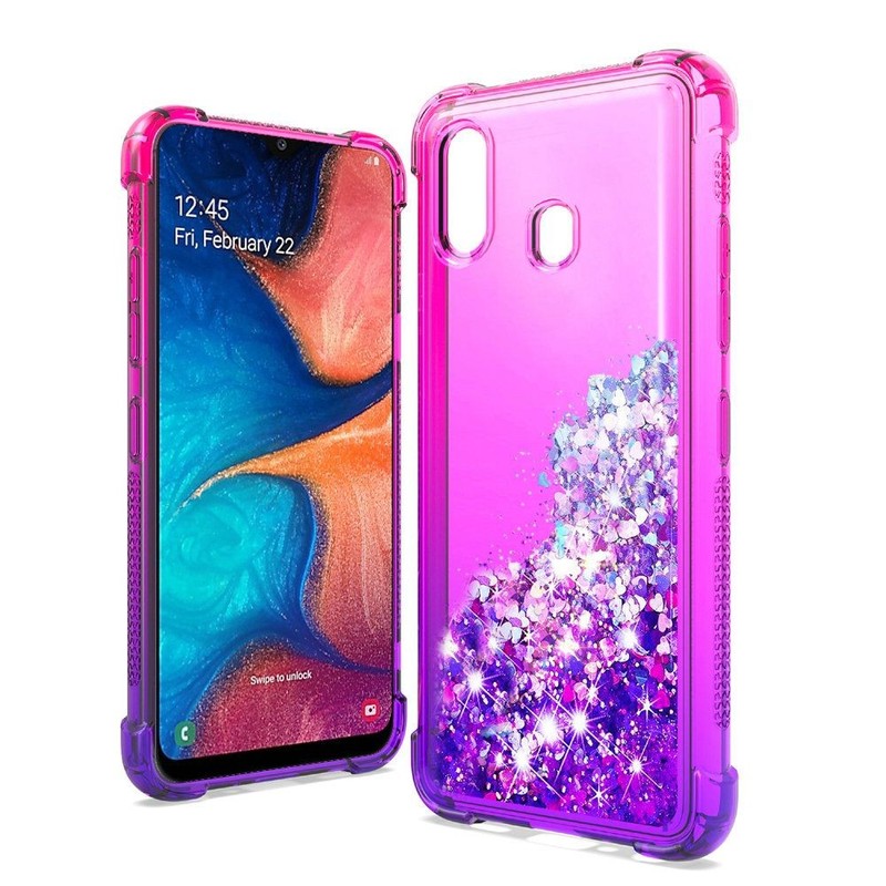 GSA Liquid Glitter Two-Tone Case for Samsung Galaxy A20/A50 – Pink & Purple