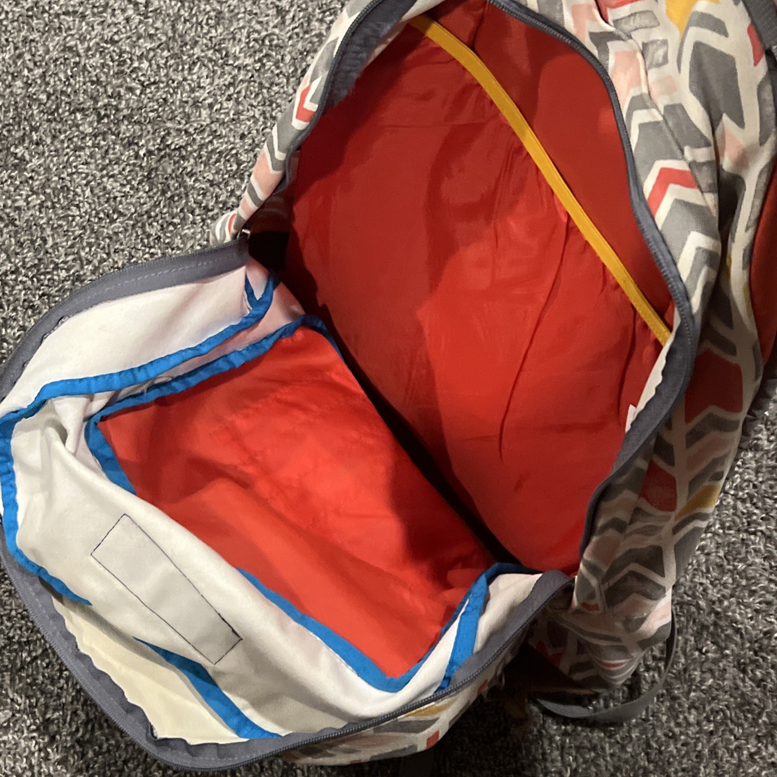 Jansport Aztec Backpack,Red Back W/Gray Shoulder Straps & Suede Bottom 5