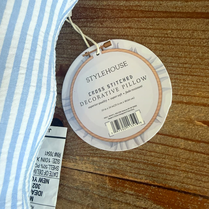 JUST ONE MORE CHAPTER PLEASE Cross Stitched Decorative Pillow Floral Stripe NWT gallery