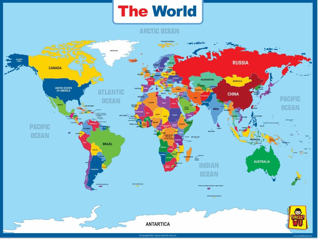World Map Laminated Poster -Double Side Educational Poster for Kids/Adults -17 X gallery
