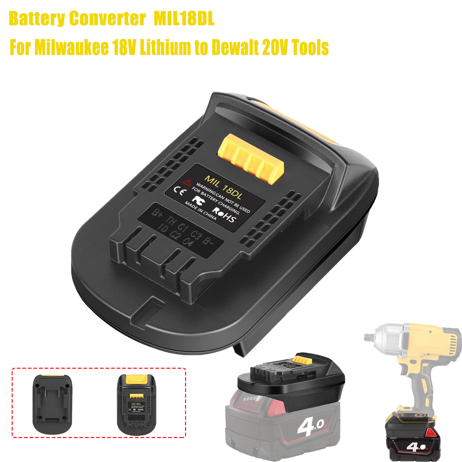 1PCS Battery Adapter Converter for Milwaukee 18V Lithium to Dewalt 20V Tools gallery