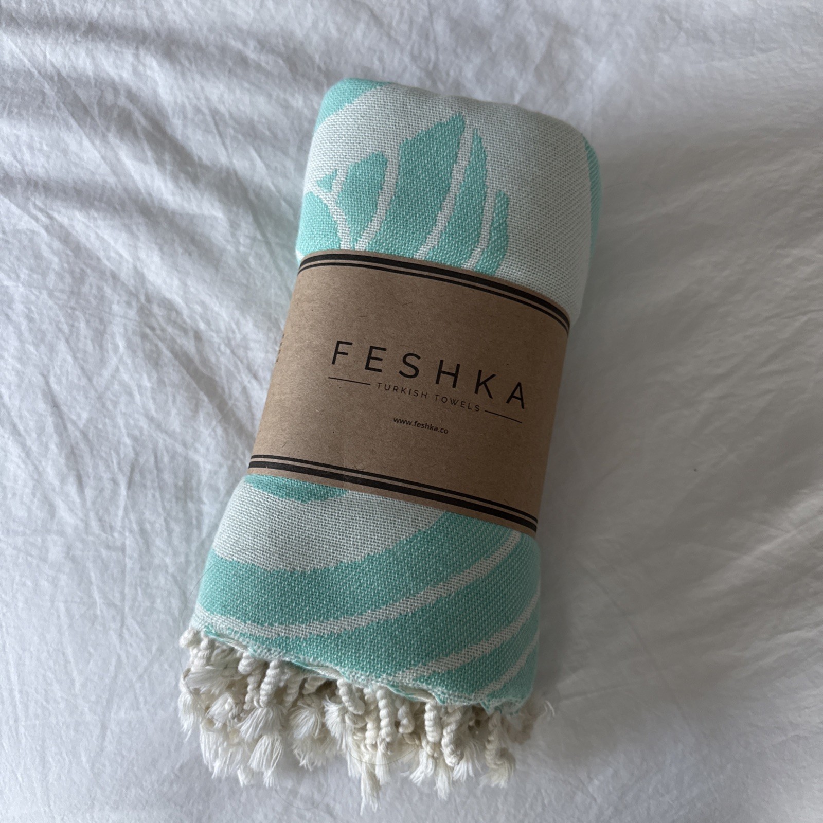 Feshka Turkish Towel Teal White Geometric Cotton Towel New gallery