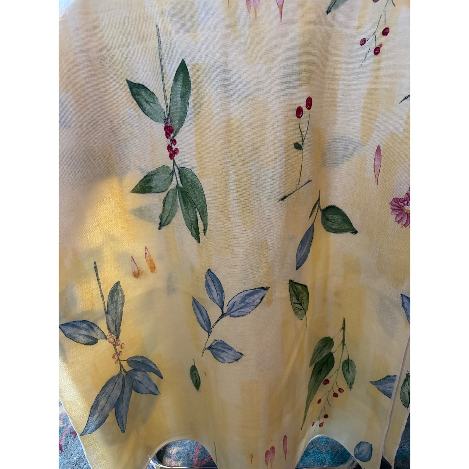 Croscill Botanica Tablecloth 90x56 Rectangle Vintage Yellow Floral Linen Print gallery