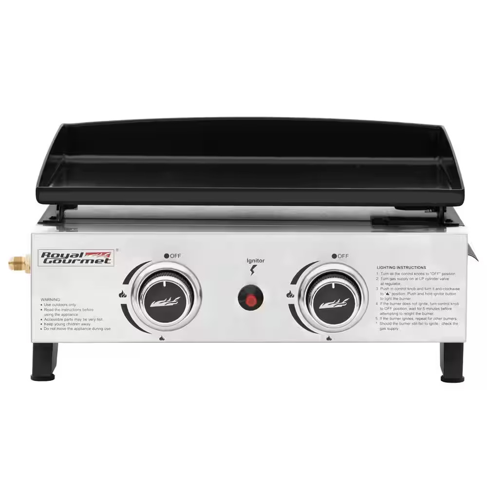 Portable 17 In. 2-Burner Tabletop Propane Gas Griddle Grill, 17,000 BTU, Outdoor gallery