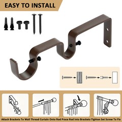2/3 PCS Double Curtain Rod Brackets – Sturdy Metal Wall Holders for Curtain Rods