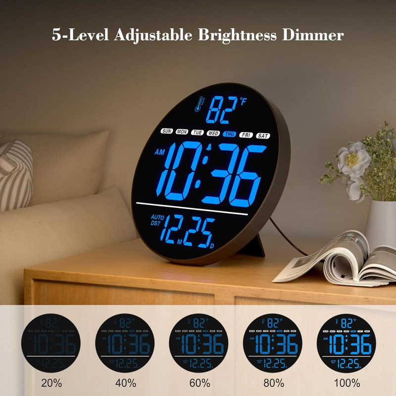 Large Digital Wall Clock with LED Display, Electric Wall Clock with Temperature, gallery