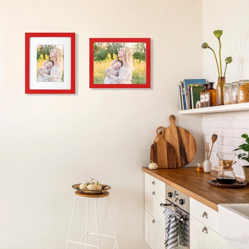 8x10 Picture Frame Solid Wood Shatter Resistant 8x10/5x7 Red 1 Pack for Wall Dec gallery