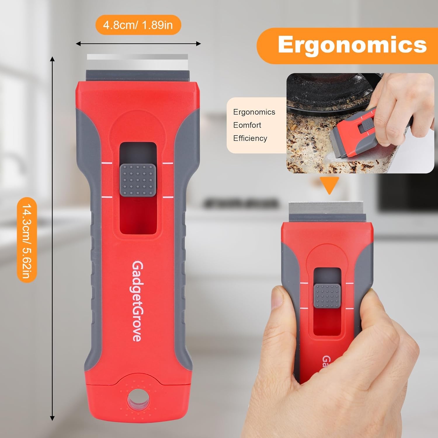Razor Blade Scraper with 2 Pcs Plastic Scraper, Scraper Tool for Cooktop, Oven, gallery