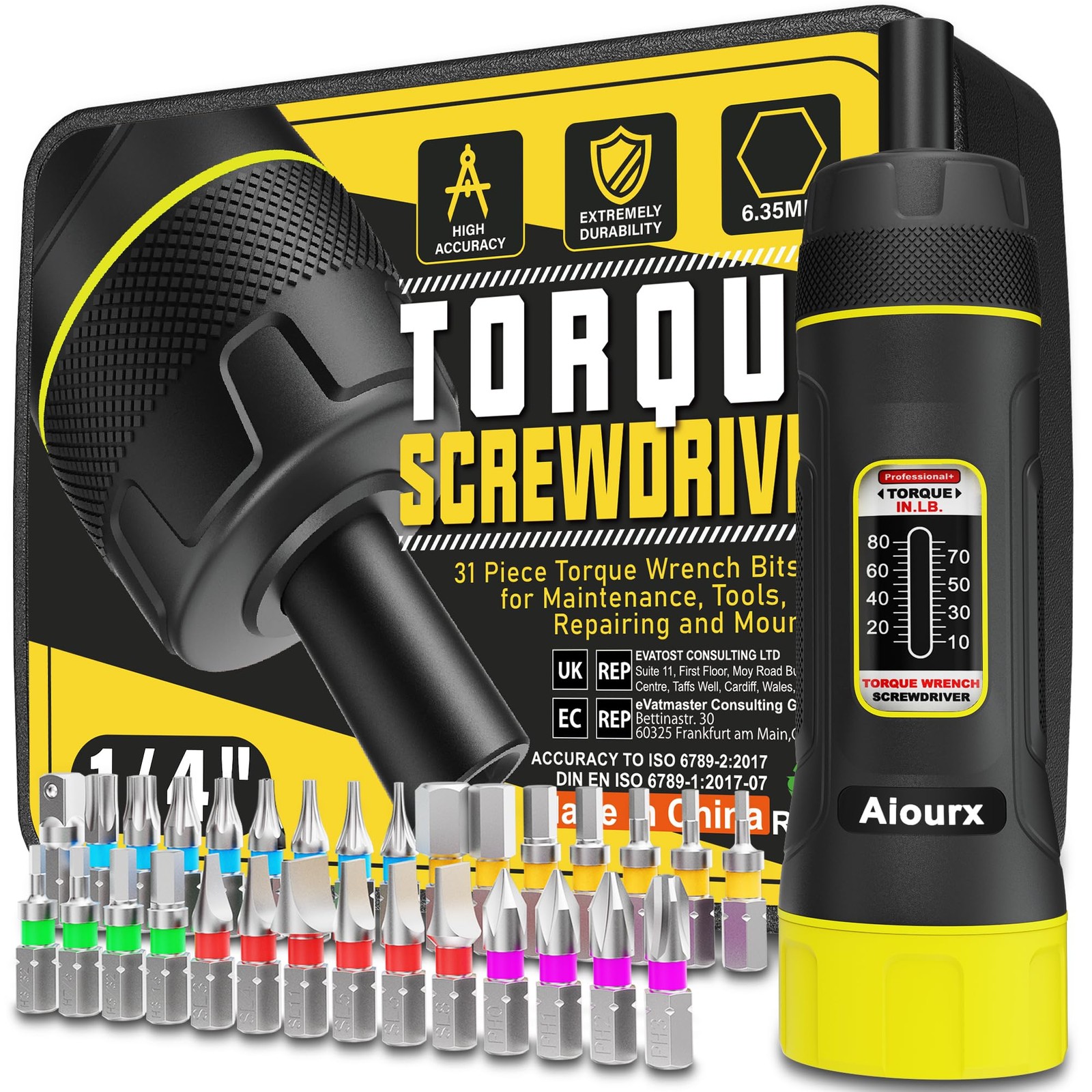 Torque Screwdriver Set, 10-80 Inch Pounds lbs, 31 Piece 1/4" Drive Torque Scr... gallery