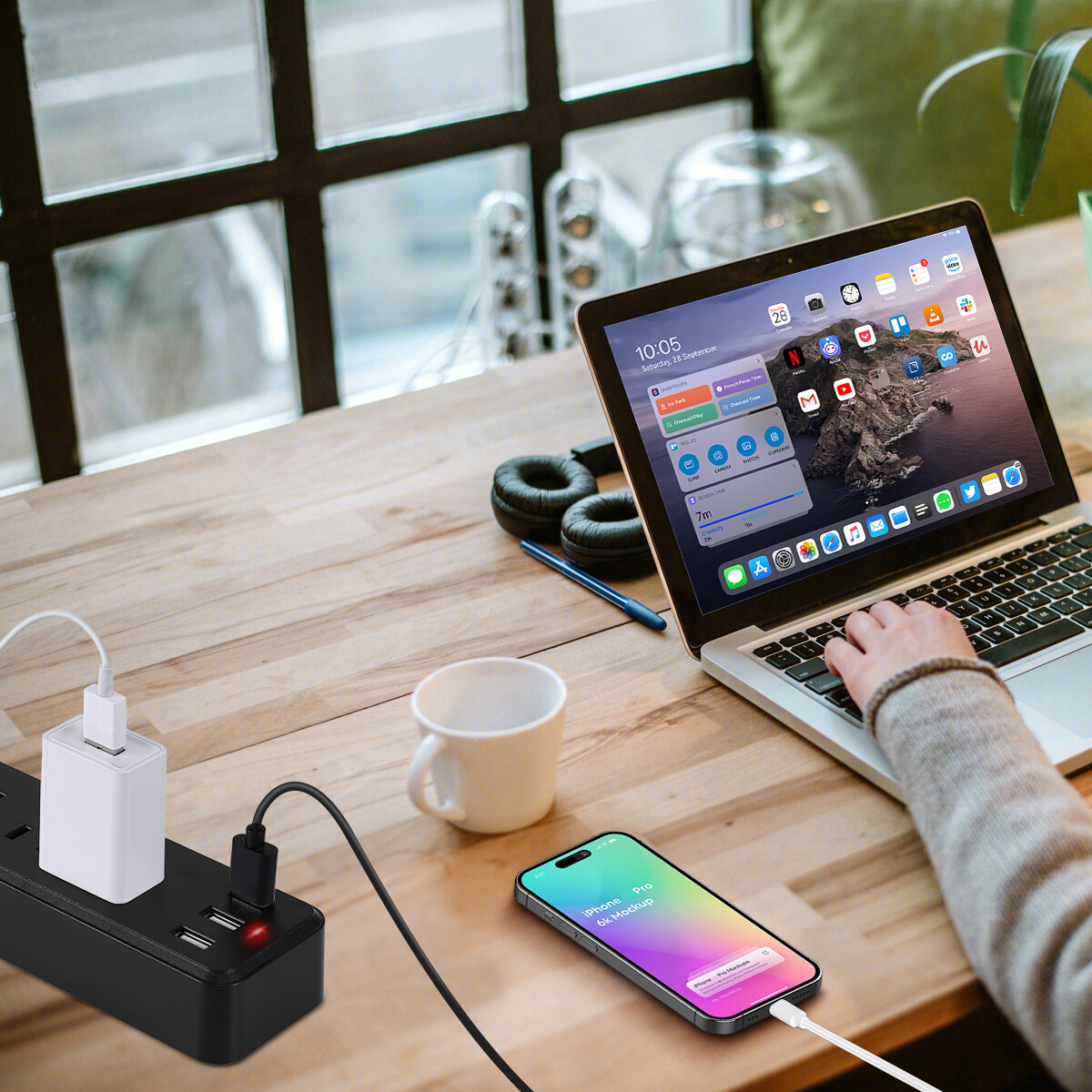 Wall Mountable USB Surge Protector Power Strip with USB Ports 4/8 Outlet Plugs gallery