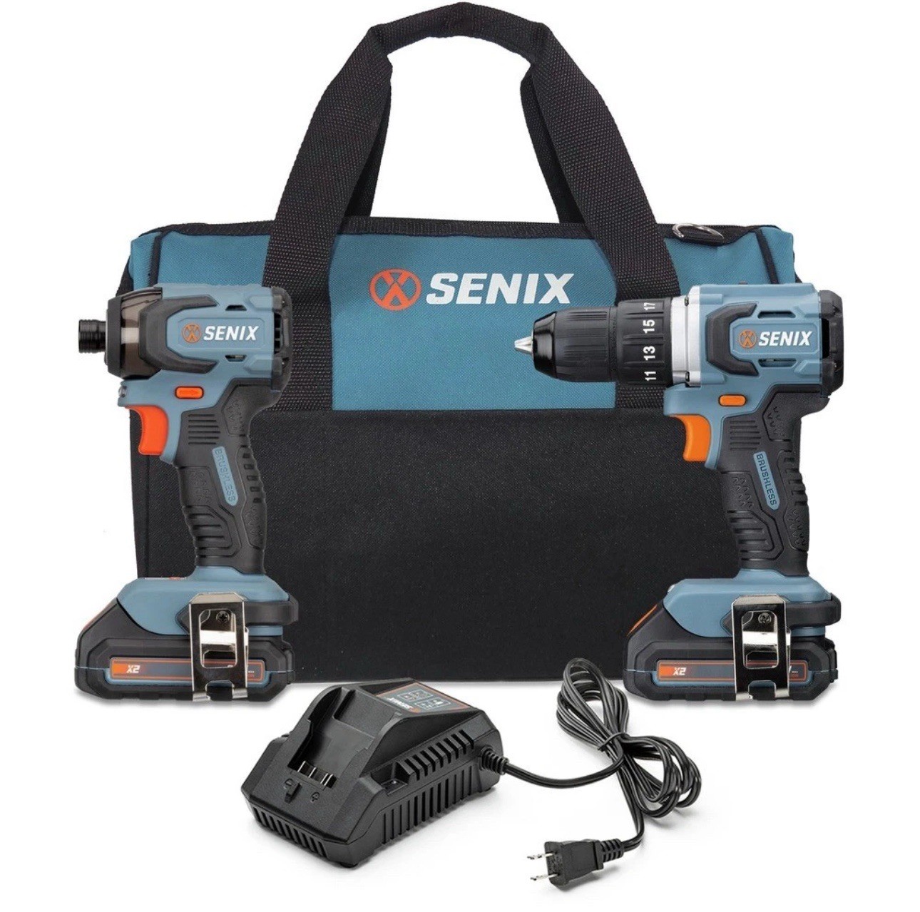 Senix 20V Brushless 1/2 " Drill/Driver &1/4"Impact Driver Combo Kit, 2 Batteries gallery