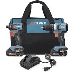 Senix 20V Brushless 1/2 ” Drill/Driver &1/4″Impact Driver Combo Kit, 2 Batteries