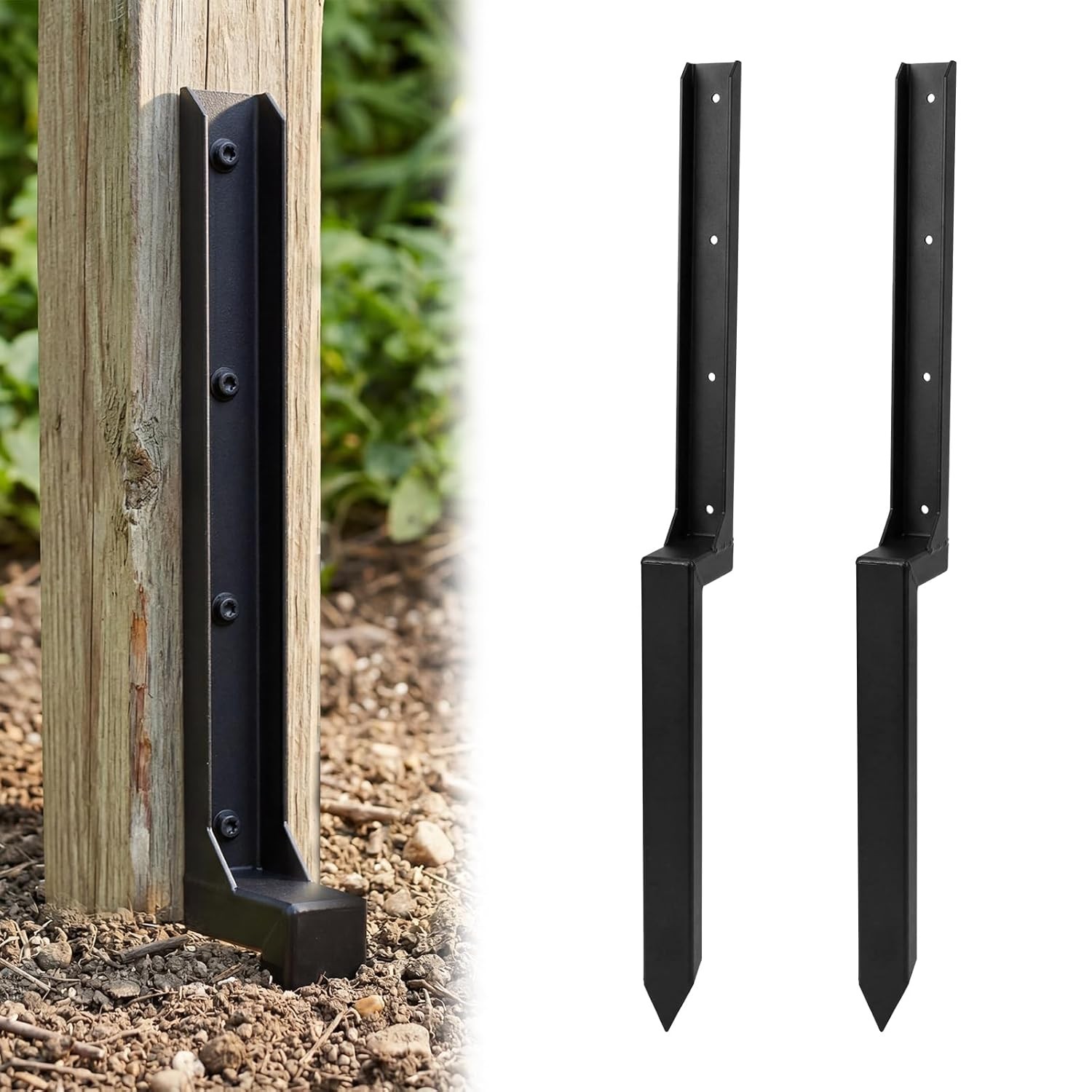 2/4/6/8PCS Fence Post Anchor Repair Kit Support Stakes Steel for 4x4 & 6x6 Posts gallery