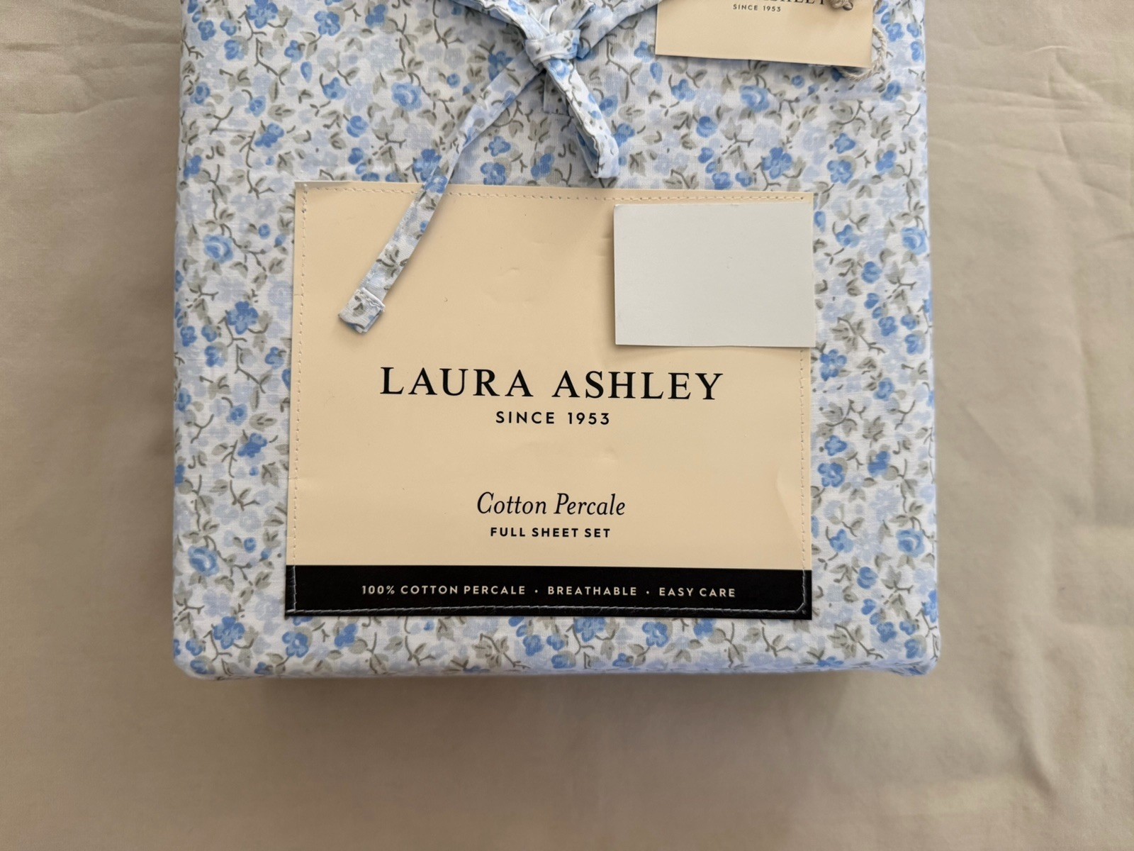 NEW 4pc Laura Ashley Full Sheet Set Cottage Petite Floral EMOGENE Blue & Greys gallery