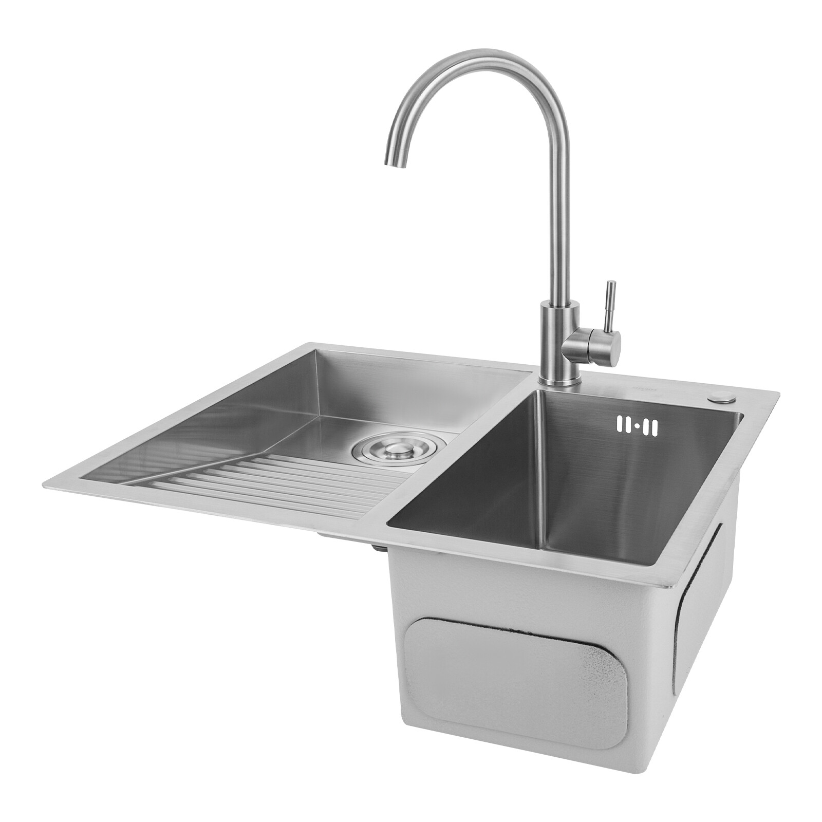Laundry Sink Double Basin With Hot/Cold Faucet 304 Stainless Steel Scrub Basin gallery