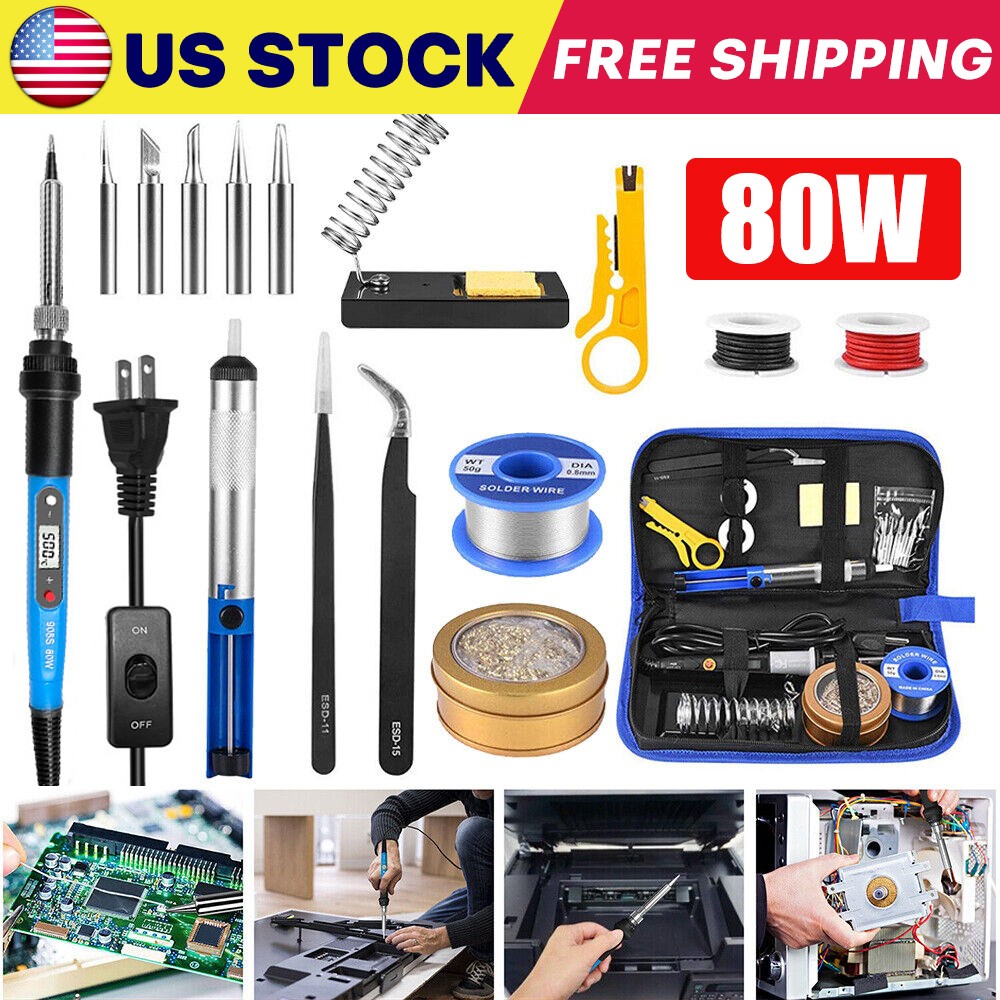 Soldering Iron Kit Electric 80W Welding Tools Solder Gun Wire Desoldering Pump gallery