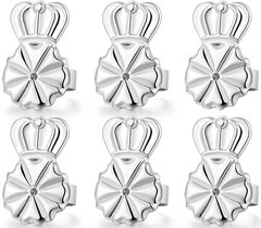 3 Pairs Adjustable Silver Earring Backs for Droopy Ears, Hypoallergenic for H…