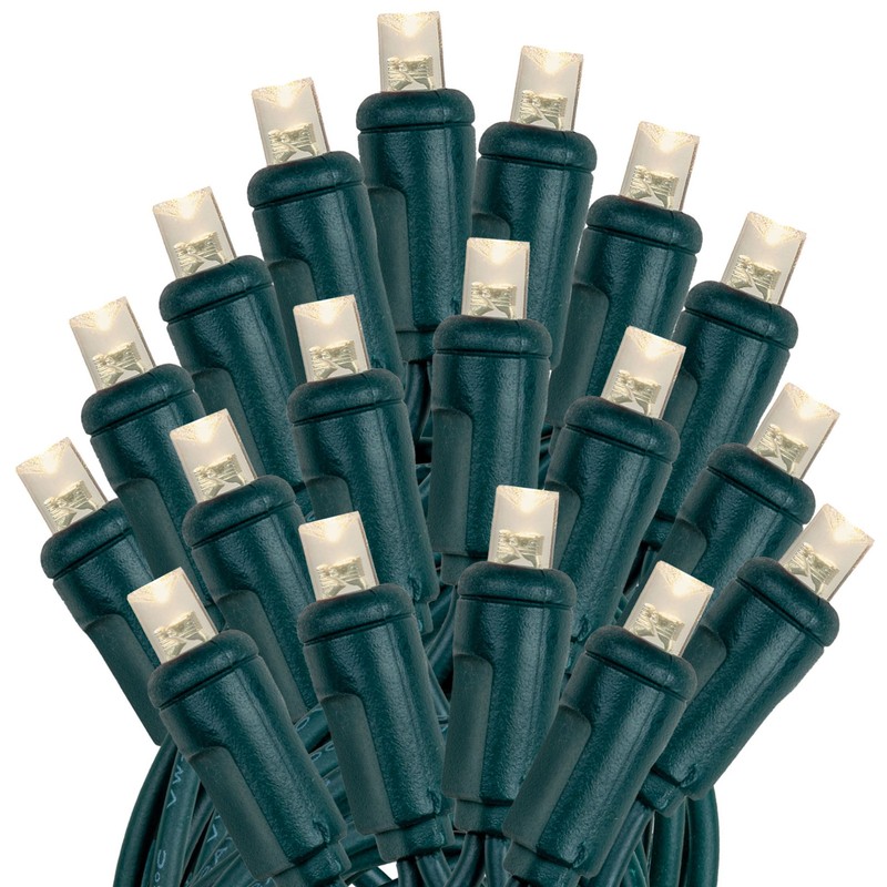 100 Light LED Christmas Mini Light Set, Patio Light, Warm White, Green Wire, 50’ gallery